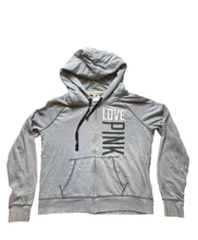 Load image into Gallery viewer, Victoria's Secret Sweatshirt Womens Large Gray Full Zip Love Pink Hoodie Fleece
