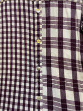 Load image into Gallery viewer, Soft Surroundings Shirt Womens Medium Burgundy Plaid Tunic Patchwork Ladies
