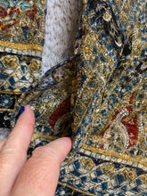 Load image into Gallery viewer, Chicos Jacket Womens 3 Large Lace Black Gold Hippie Peasant Boho Plus Ladies
