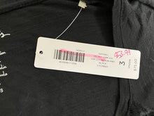 Load image into Gallery viewer, Chicos Shirt Womens 3 Gray Black Velvet Trim Tunic Lagenlook Plus MSRP $75 NWT
