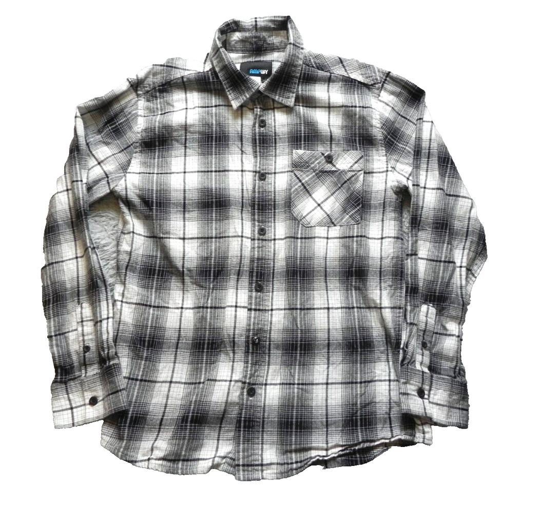 Amplify Shirt Womens Large Button Up Long Sleeve Collared Casual Plaid Ladies