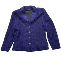 Load image into Gallery viewer, Cynthia Max Jacket Womens Large Purple Black Chenille Blazer Button Up Ladies
