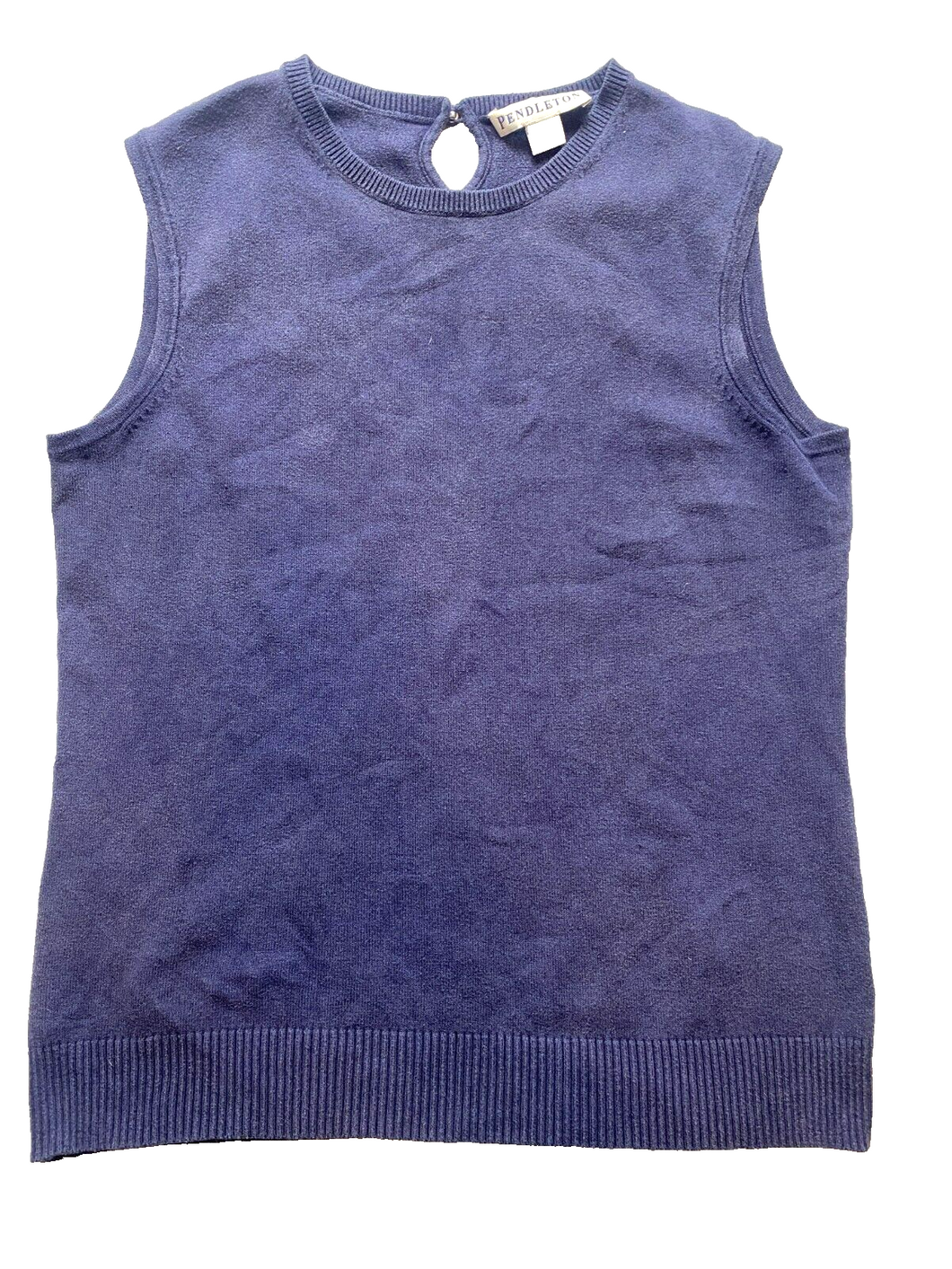 Pendleton Vest Womens Small Navy Blue Keyhole Sweater Silk Nylon Cashmere Ladies