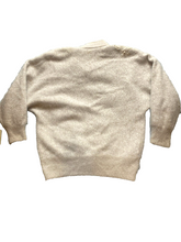 Load image into Gallery viewer, Angora Sweater Womens Small Beige Button Up Cardigan Embroidery Pearl Beaded
