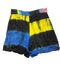 Load image into Gallery viewer, VTG Frantik Shorts Womens Medium (34x6.5) Black Colorblock Tie Dye Rayon
