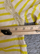 Load image into Gallery viewer, Free People Shirt Womens Medium White Yellow Strip Lace Trim Tunic Lagenlook
