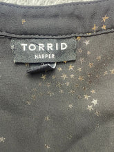 Load image into Gallery viewer, Torrid Shirt Womens 3 3X Black Gold Star Georgette Harper Tunic Blouse Plus Lady
