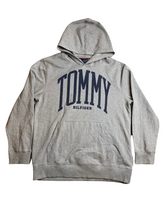 Load image into Gallery viewer, Tommy Hilfiger Sweatshirt Adult Large Gray Spellout Hoodie Sweater Pullover Mens
