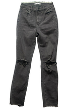 Load image into Gallery viewer, Pacsun Jeans Womens 26x27 Black Denim Destroyed Raw Hem Rayon Spandex Grunge
