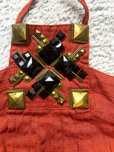Load image into Gallery viewer, XOXO Romper Womens Large Rust Embellished Halter Shorts Linen Boho Ladies NWT
