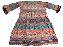 Load image into Gallery viewer, Jessica London Dress Womens 18 Colorful Geometric Belted Boho Flared Midi Indie
