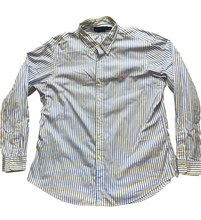Load image into Gallery viewer, Ralph Lauren Shirt Adult Extra Large Blue White Striped Custom Fit Red Pony Mens
