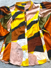 Load image into Gallery viewer, Karl Lagerfeld Shirt Womens 2X Multicolor Geometric Button Up Blouse Paris Plus
