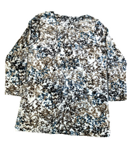 Load image into Gallery viewer, J Jill Purejill Shirt Womens Large Velour AOP Flower Tunic Slit Oversized Blouse
