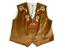 Load image into Gallery viewer, On The Rail Clothing Vest Adult Small Brown Zip Up Western Cowboy Rhinestone Men
