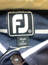 Load image into Gallery viewer, FJ FootJoy Shirt Adult Extra Large Navy Blue Striped Fripp Island Golf Polo Mens
