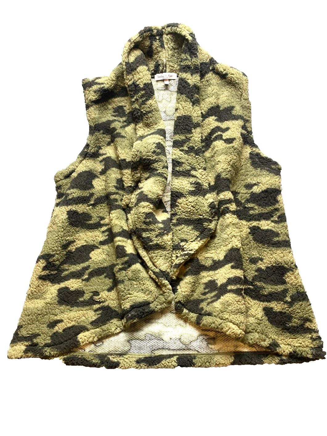 Harlow Rose Sweater Womens 2X Camo Asymmetric Fleece Open Front Cardigan Plus