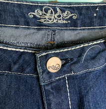 Load image into Gallery viewer, DO Denim Jeans Womens 9x32 (33x30.5) Blue Whiskered Spandex Embroidered Ladies
