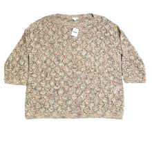 Load image into Gallery viewer, J Jill Sweater Women Large Pebble Malt Diamond Pointelle Knit Oversized Boxy NWT
