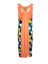 Load image into Gallery viewer, Coogi Dress Womens Extra Large Peach Summer Floral Long Maxi Spandex Halter Boho
