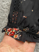 Load image into Gallery viewer, Show Me Your Mumu Dress Womens Medium Black AOP Flower Boho Eyelet Smocked
