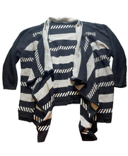 Load image into Gallery viewer, Torrid Sweater Womens 4 4X Black White Waterfall Open Front Cardigan Draped Lady
