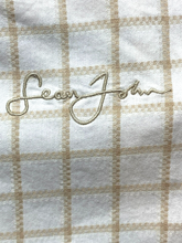 Load image into Gallery viewer, Sean John Shirt Adult 2XL XXL Blue Taupe Plaid Button Up Embroidered Casual Mens
