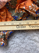 Load image into Gallery viewer, ZARA Shirt Womens Small Orange Blue AOP Flower Boho Hippie Ruffle Cropped Ladies
