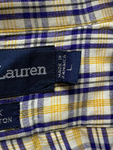 Load image into Gallery viewer, Ralph Lauren Shirt Adult Large Navy Yellow Plaid Creek Button Up Pocket Mens
