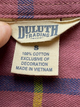 Load image into Gallery viewer, Duluth Trading Co Shirt Womens Small Dark Mauve Plaid Button Up Pockets Casual
