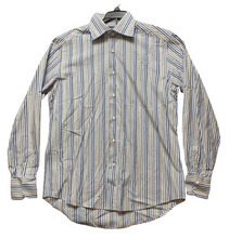 Load image into Gallery viewer, Lorenzini Shirt Adult 15.5/39 Large Button Up Striped Cuffs Italy Dress Mens
