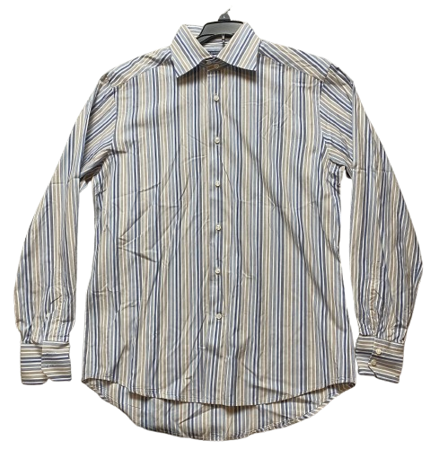 Lorenzini Shirt Adult 15.5/39 Large Button Up Striped Cuffs Italy Dress Mens