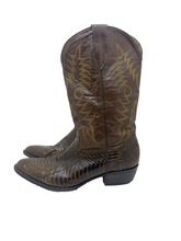Load image into Gallery viewer, John Wayne Boots Mens 14.5 Brown Cowboy Snakeskin Mid Calf Pull On Western RARE
