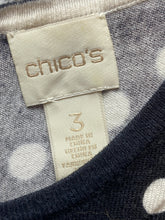 Load image into Gallery viewer, Chico's Shirt Womens 3 Black White Polkadots Rayon Nylon Flowy Blouse Zip Back
