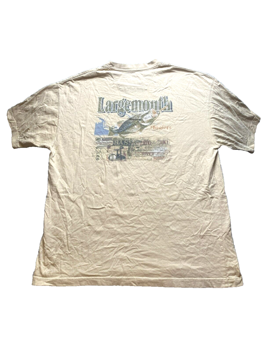 Newport Shirt Adult 2XL XXL Khaki Largemouth Bass Fish River Runt Fishing Mens