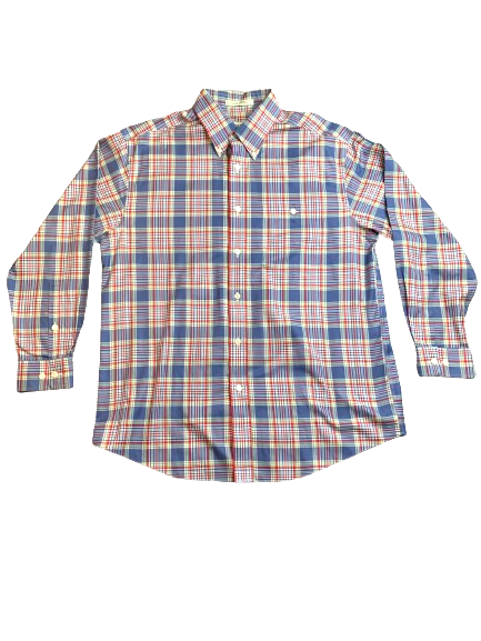 Orvis Shirt Adult Large Blue Red Green Plaid Button Up Casual Chest Pocket Mens