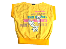 Load image into Gallery viewer, VTG White Benjamin's Shirt Womens 2XL XXL Yellow AOP Cassie Dog Pullover 80s
