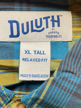 Load image into Gallery viewer, Duluth Shirt Adult Extra Large Tall Teal Yellow Plaid Untucked Relaxed Fit Mens
