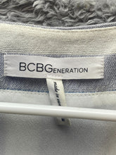 Load image into Gallery viewer, BCBGeneration Dress Womens Medium Ivory Blue Striped Lace Up Peasant Boho Tunic
