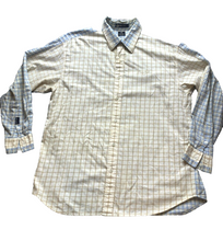 Load image into Gallery viewer, Sean John Shirt Adult 2XL XXL Blue Taupe Plaid Button Up Embroidered Casual Mens
