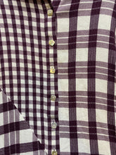 Load image into Gallery viewer, Soft Surroundings Shirt Womens Medium Burgundy Plaid Tunic Patchwork Ladies
