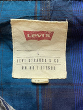 Load image into Gallery viewer, Levi's Shirt Adult Large Blue Gray Plaid Western Pearl Snaps Pockets Cowboy Mens
