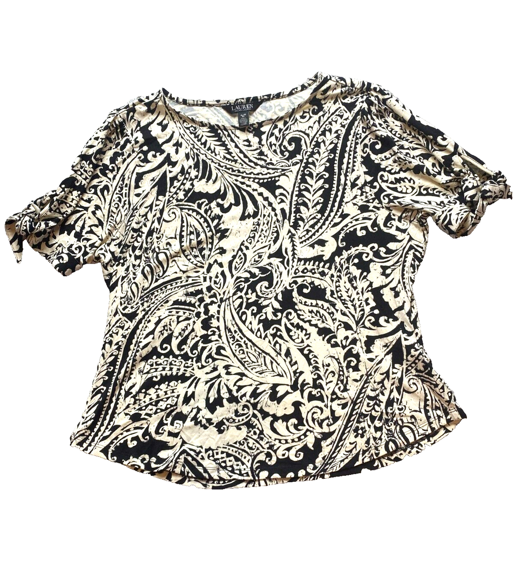 Lauren Ralph Lauren Shirt Womens Extra Large Boho AOP Paisley Peasant Blouse