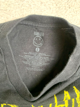 Load image into Gallery viewer, Nirvana Shirt Womens Small Black Smiley Spell Out American Rock Band Ladies
