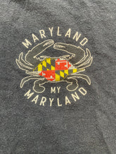 Load image into Gallery viewer, Maryland Shirt Adult Large Black Hot Crabs Cold Beer Taps &amp; Traps Crewneck Mens
