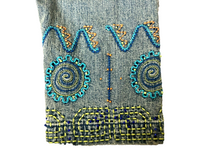 Load image into Gallery viewer, Hearts of Palms Jacket Womens 14 3XL Button Front Denim Jean Aztec Embroidered
