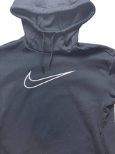 Load image into Gallery viewer, Nike Sweatshirt Adult Small Black Swoosh Center Spellout Hoodie Nylon Mens
