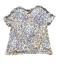 Load image into Gallery viewer, Weekends by Chico's Shirt Womens 2 Taupe Lavender Boxy Rayon Spandex Leopard AOP
