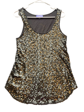 Load image into Gallery viewer, Vivienne Vivienne Tam Shirt Womens Small Charcoal Gray Tank Scoop Sequins Boho

