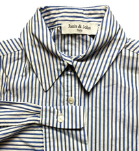 Load image into Gallery viewer, Janis &amp; John Paris Shirt Womens 2XL XXL Blue Striped Button Up Pocket Ladies
